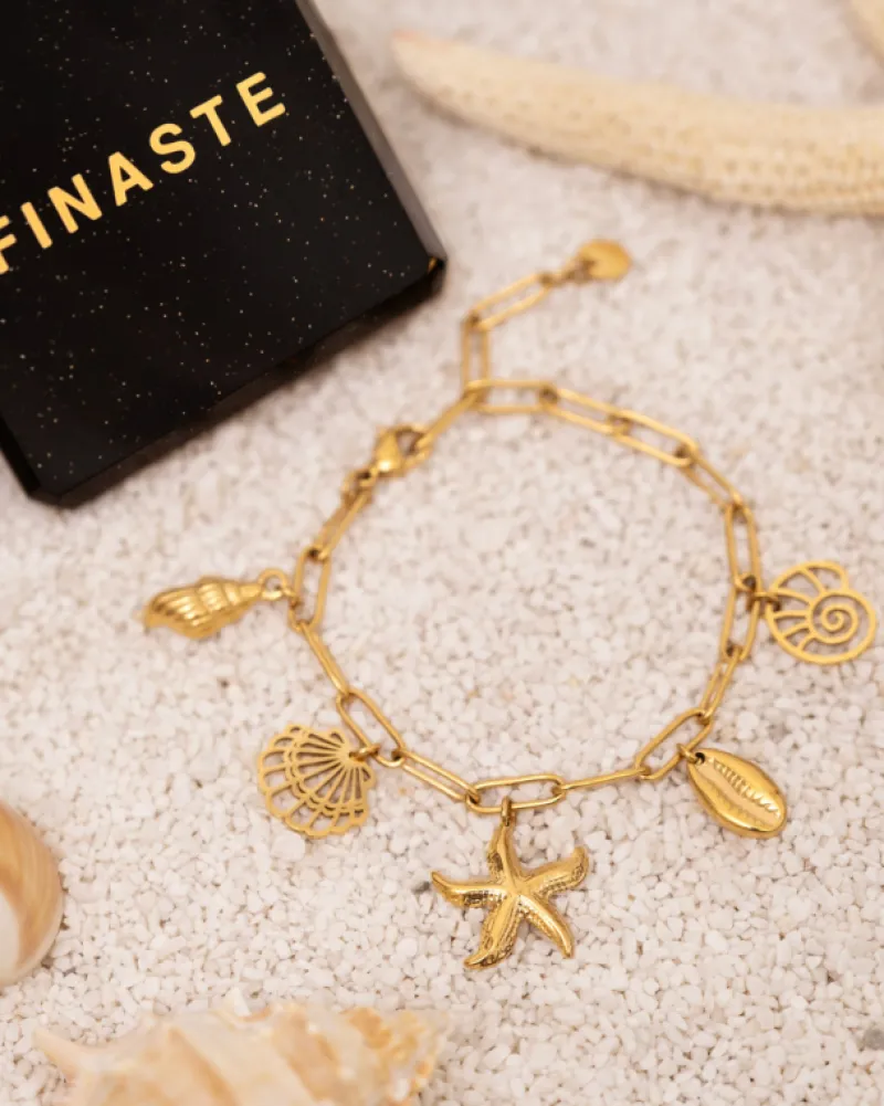 Finaste Bedelarmband met schelpjes goudkleurig Hot
