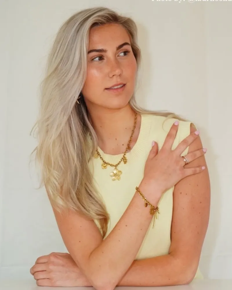 Finaste Bedelketting met bloemetjes goudkleurig Best