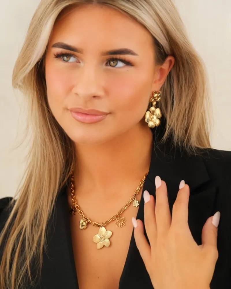 Finaste Bedelketting met bloemetjes goudkleurig Best