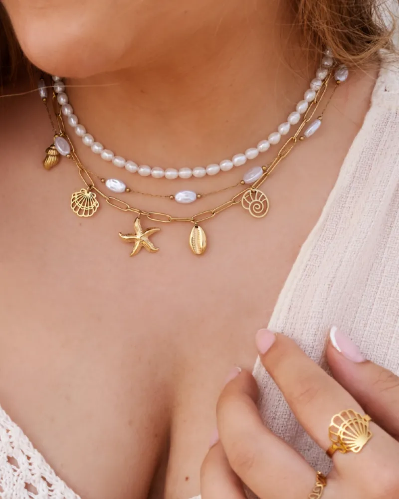 Finaste Bedelketting met schelpjes goudkleurig Clearance