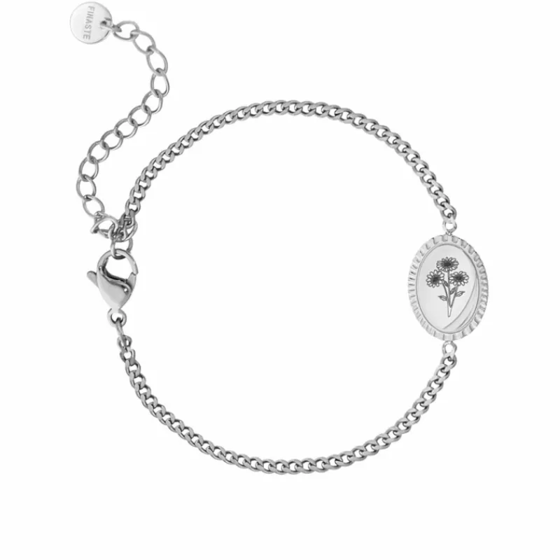 Finaste Birth flower armband met jouw gravering Sale