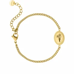 Finaste Birth flower armband met jouw gravering goudkleurig Hot
