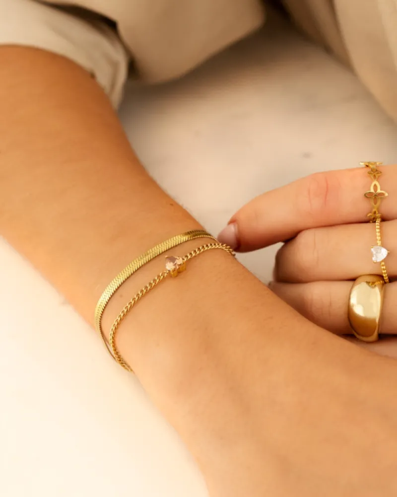 Finaste Birthstone heart armband goldplated Hot