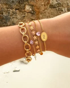 Finaste Birthstone heart armband goldplated Hot