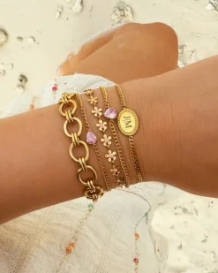 Finaste Birthstone heart armband goldplated Hot