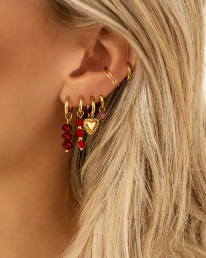 Finaste Birthstone heart oorbellen goldplated New