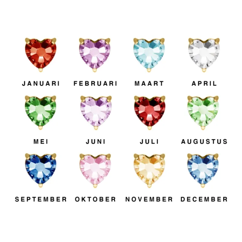 Finaste Birthstone heart oorbellen goldplated New
