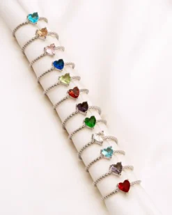 Finaste Birthstone heart ring New