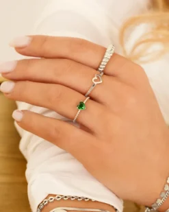 Finaste Birthstone heart ring New