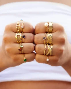 Finaste Birthstone heart ring goldplated Best