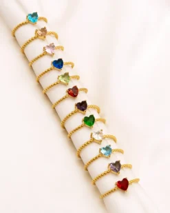 Finaste Birthstone heart ring goldplated Best