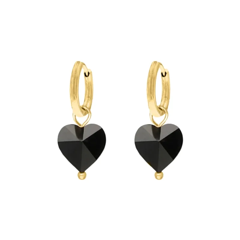 Finaste Black heart oorbellen goldplated Online