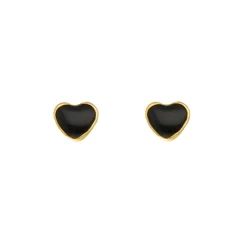 Finaste Black heart studs goldplated Discount