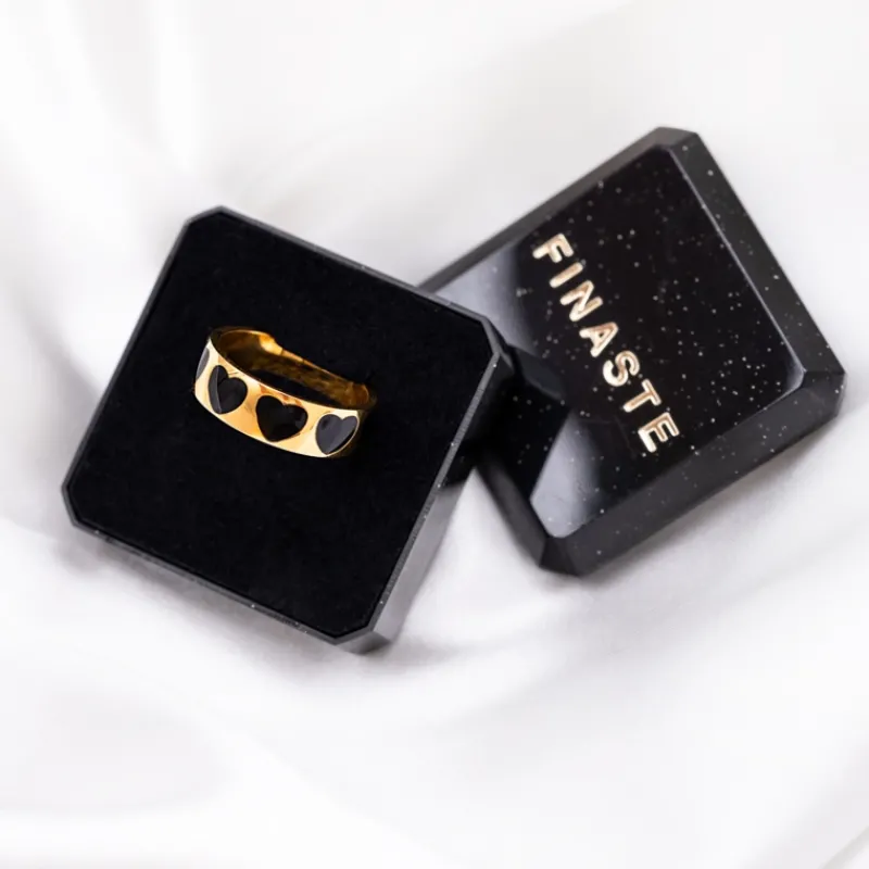 Finaste Black Love Ring Fashionista Goudkleurig Best