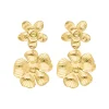 Finaste Bloem oorbellen dubbel goudkleurig Outlet