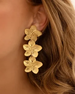 Finaste Bloem oorbellen statement goudkleurig Online