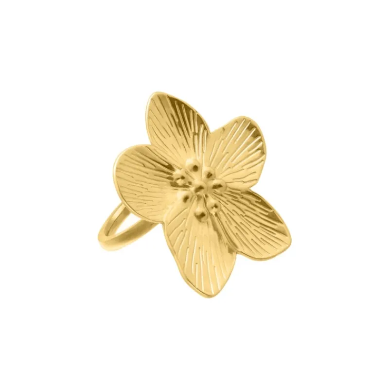 Finaste Bloem ring goudkleurig Sale