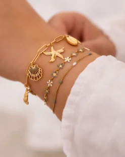 Finaste Bloemetjes armband trendkleuren goudkleurig Clearance