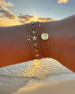 Finaste Bloemetjes armband trendkleuren goudkleurig Clearance