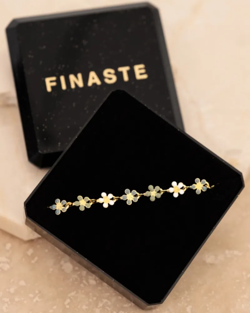 Finaste Bloemetjes armband trendkleuren goudkleurig Clearance