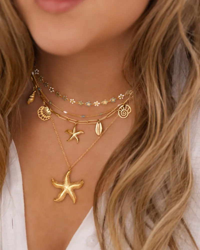 Finaste Bloemetjes ketting trendkleuren goudkleurig Discount