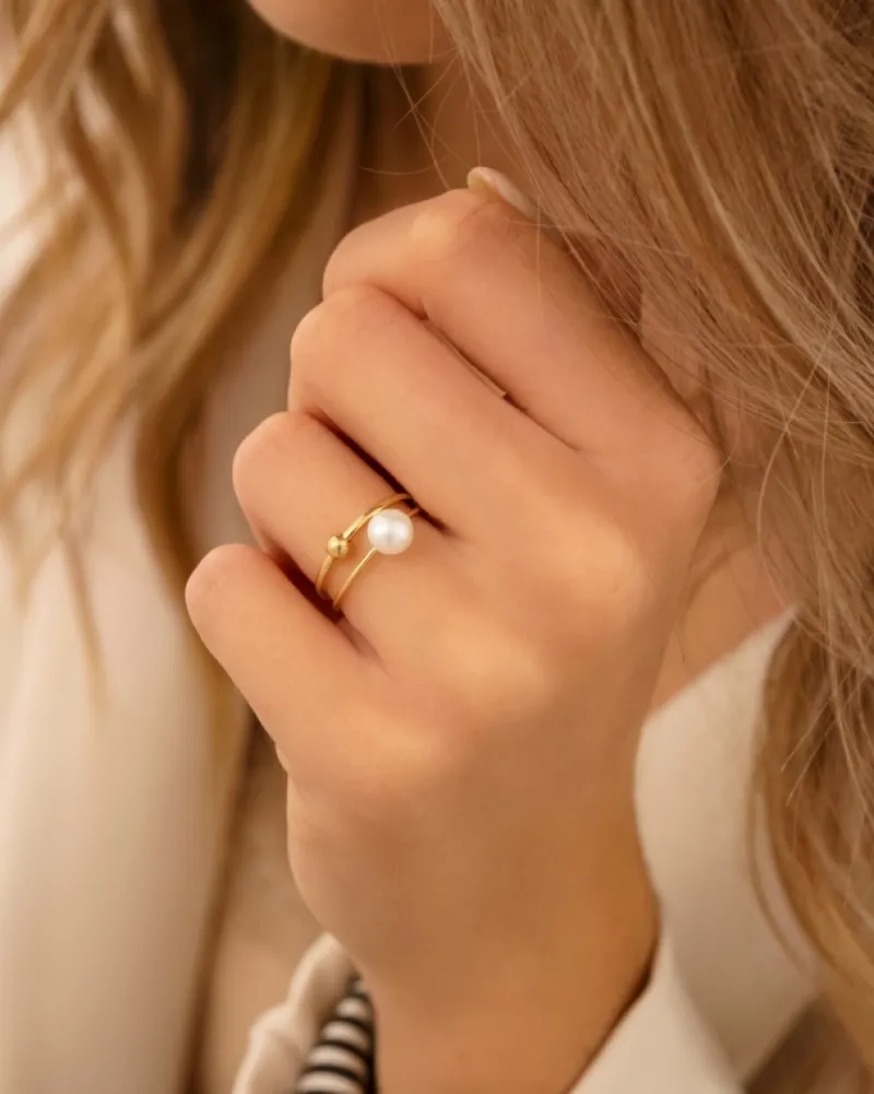 Finaste Bolletje ring goudkleurig Fashion
