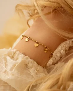 Finaste Bolletjes armband met hartjes goudkleurig Fashion