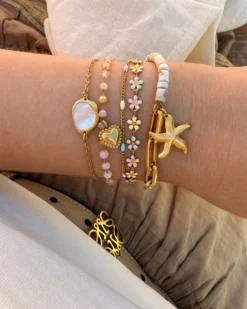 Finaste Bolletjes armband pastel goudkleurig Outlet
