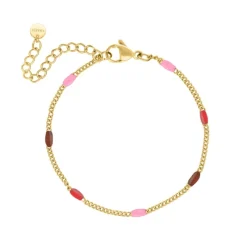 Finaste Bolletjes armband pink color mix goudkleurig Fashion
