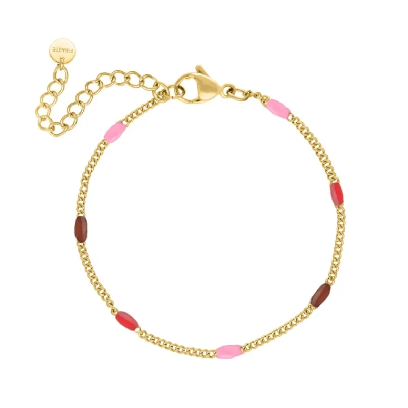Finaste Bolletjes armband pink color mix goudkleurig Fashion