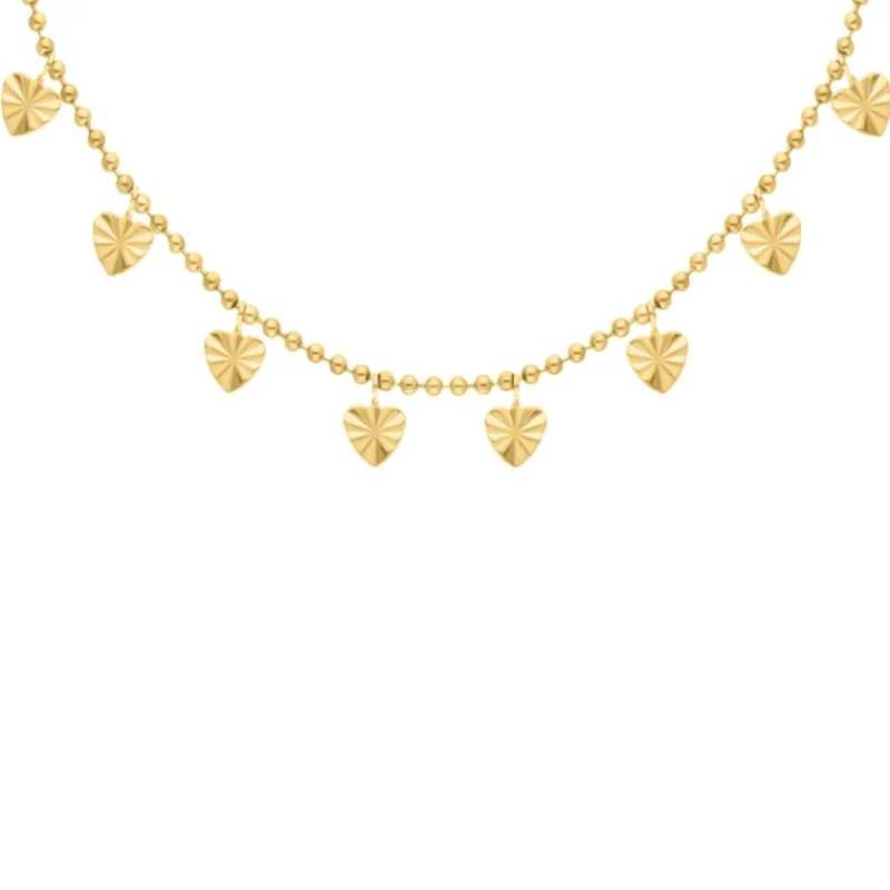 Finaste Bolletjes ketting met hartjes goudkleurig Outlet