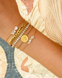 Finaste Bracelet glam stones goldplated Online