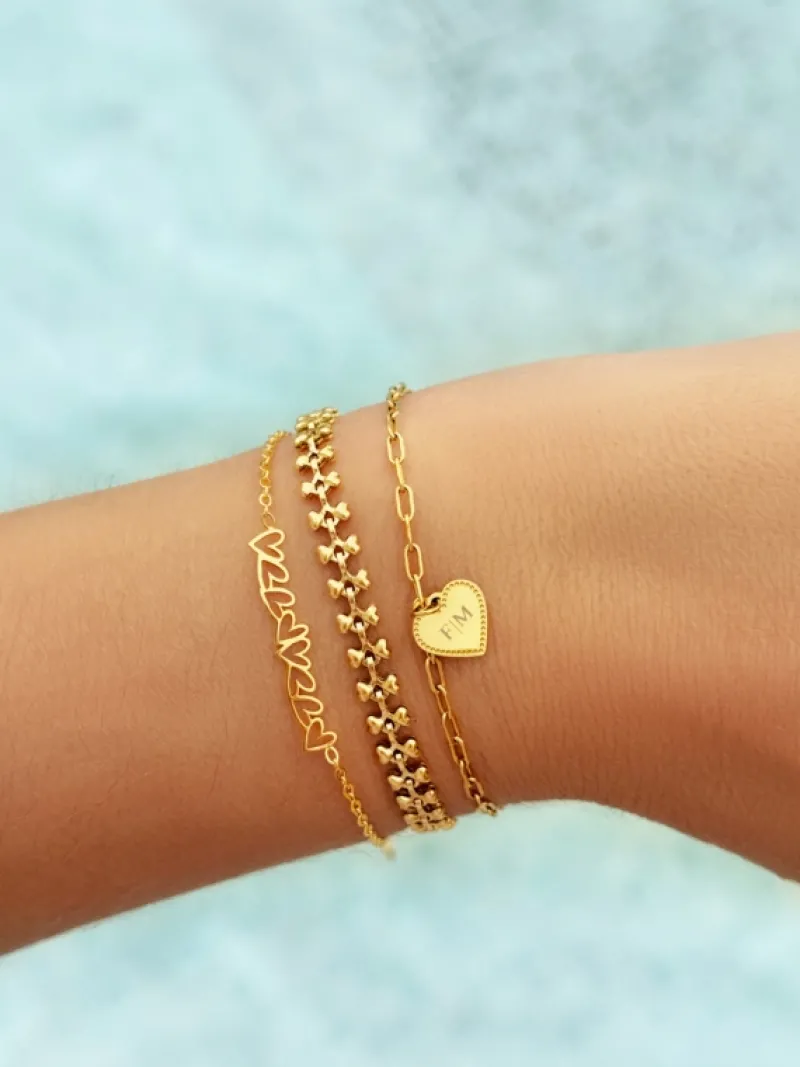 Finaste Bracelet open hearts goldplated Hot