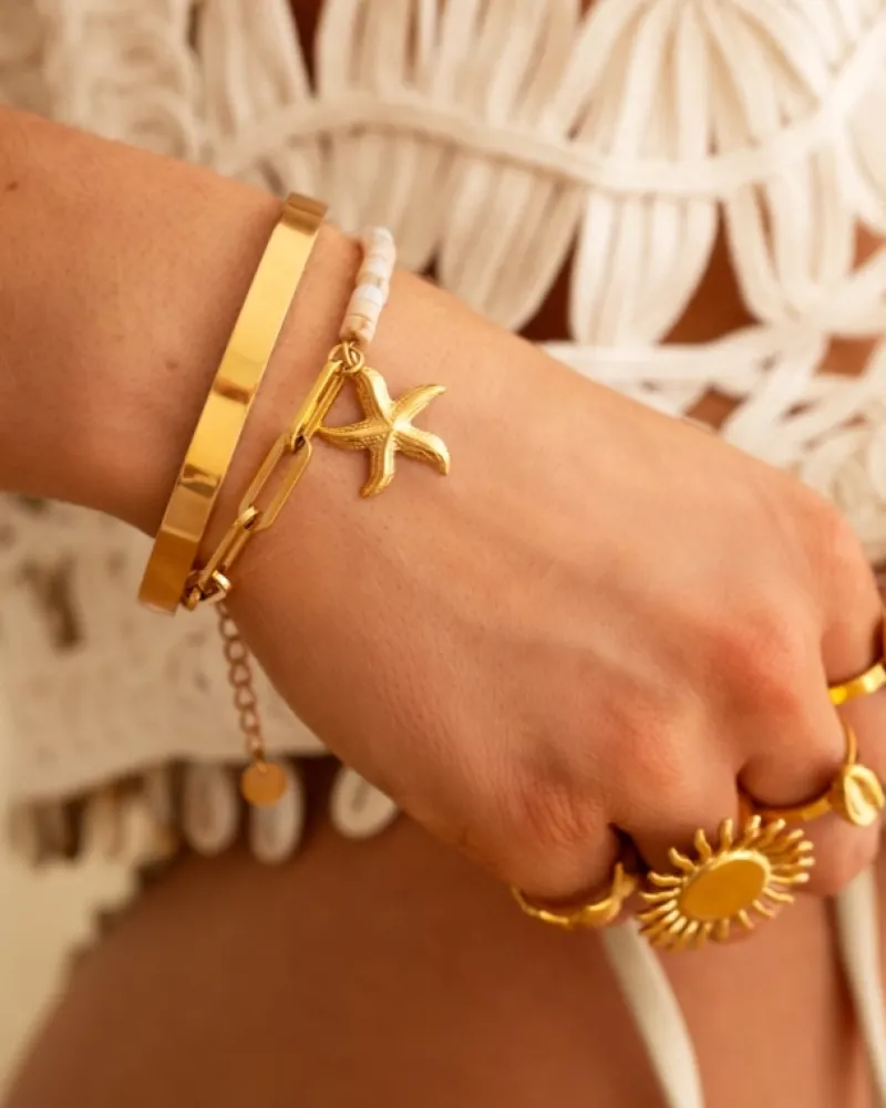 Finaste Brede Bangle Goud Kleurig Outlet
