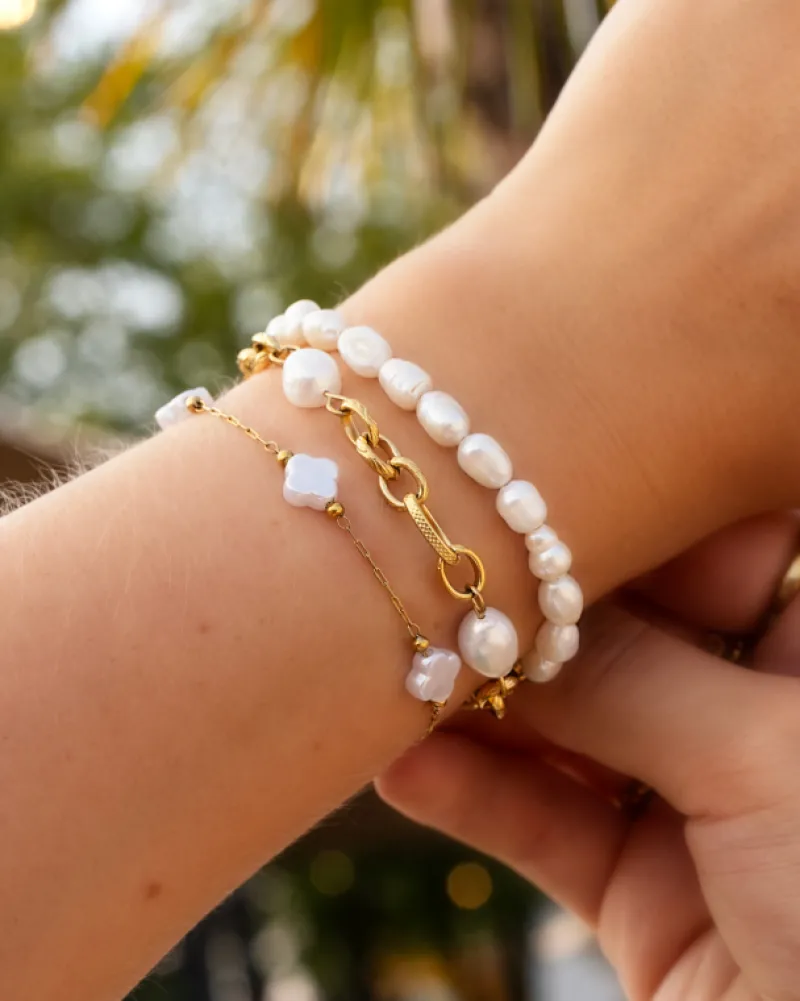 Finaste Chain and pearl bracelet goudkleurig Online