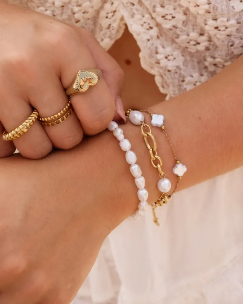 Finaste Chain and pearl bracelet goudkleurig Online