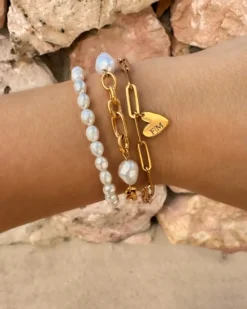 Finaste Chain and pearl bracelet goudkleurig Online