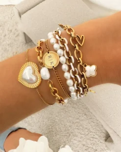 Finaste Chain and pearl bracelet goudkleurig Online
