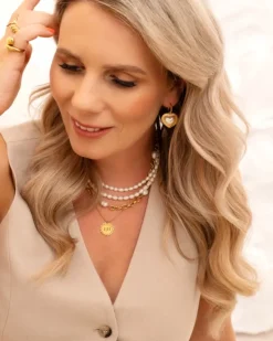 Finaste Chain and pearl necklace goudkleurig Clearance