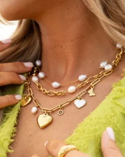 Finaste Chain and pearl necklace goudkleurig Clearance