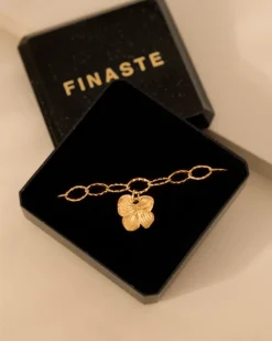 Finaste Chain armband met bloem goudkleurig Outlet
