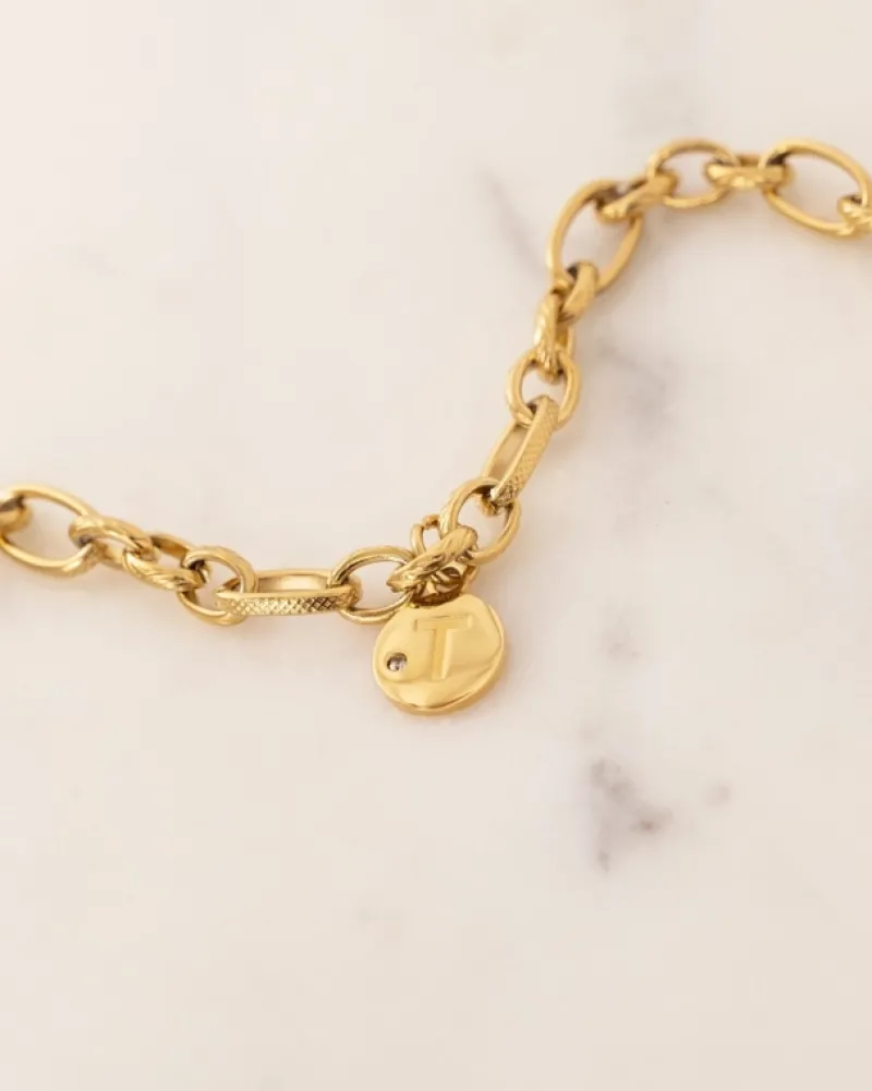 Finaste Chain armband met shiny initial goudkleurig Fashion