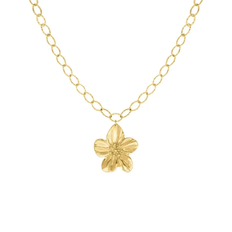 Finaste Chain ketting met bloem goudkleurig Hot