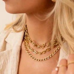 Finaste Chain necklace eyecatcher goldplated Discount