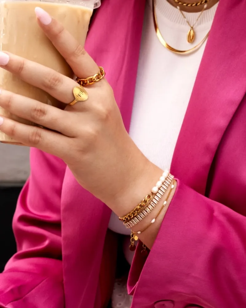 Finaste Chain ring goud kleurig Outlet