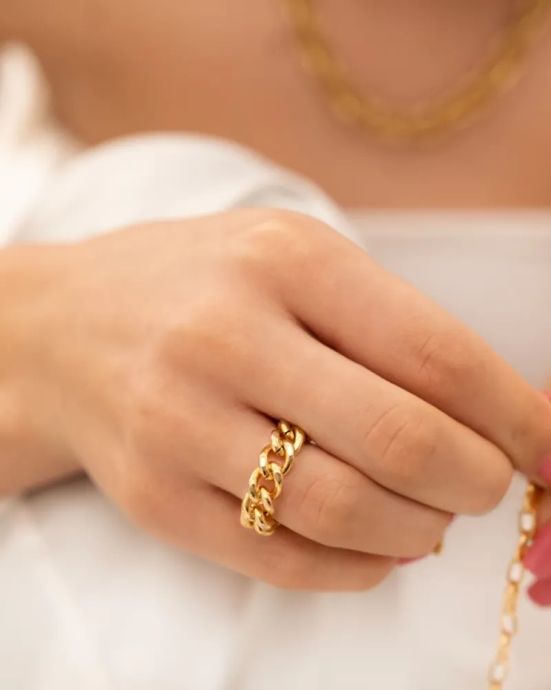 Finaste Chain ring goud kleurig Outlet