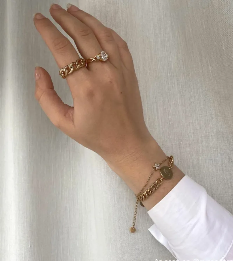 Finaste Chain ring goud kleurig Outlet