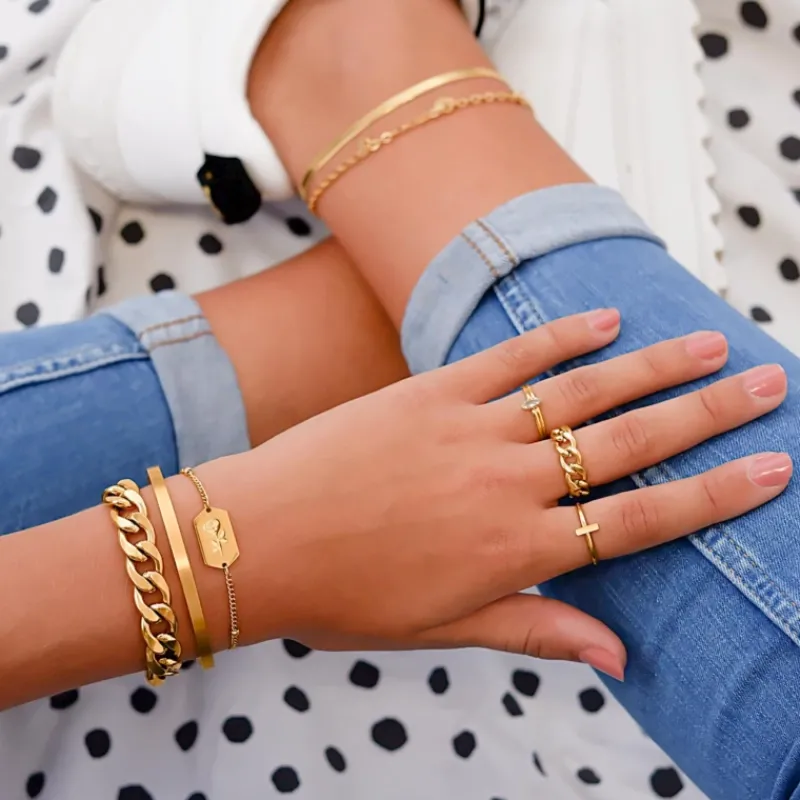 Finaste Chain ring goud kleurig Outlet