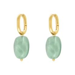 Finaste Chunky oorringen met turquoise steen goudkleurig Outlet