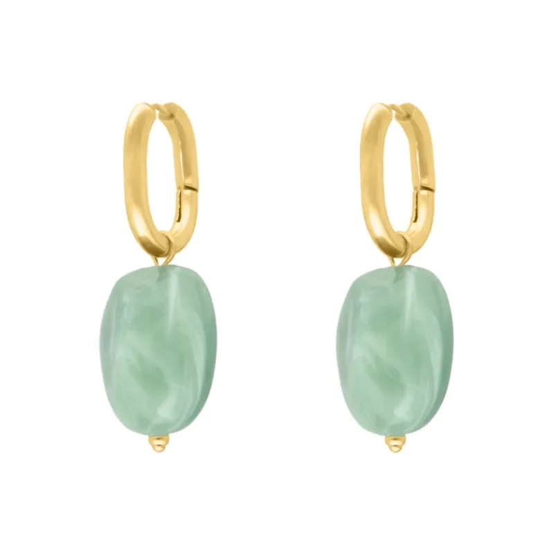 Finaste Chunky oorringen met turquoise steen goudkleurig Outlet